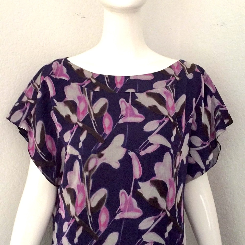 Adam floral print silk shift dress - Picture 2 of 8